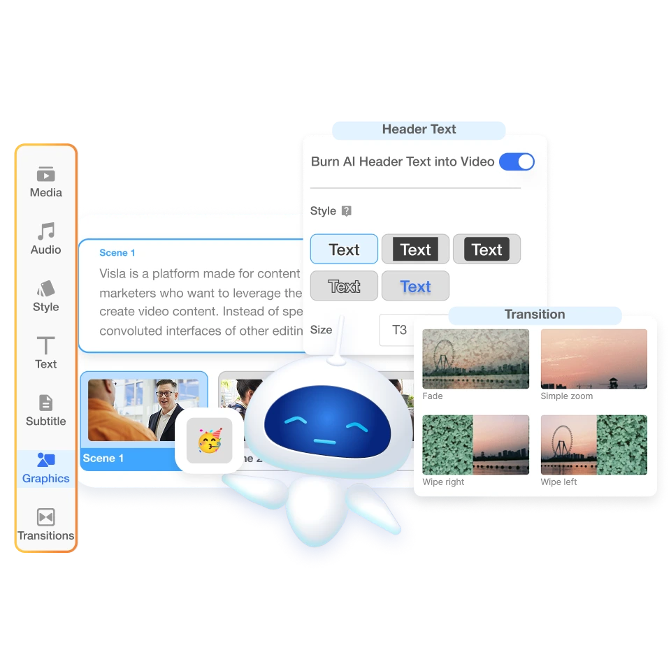 AI video generator helps users upload media and organize clips by category to auto-generate a structured video.